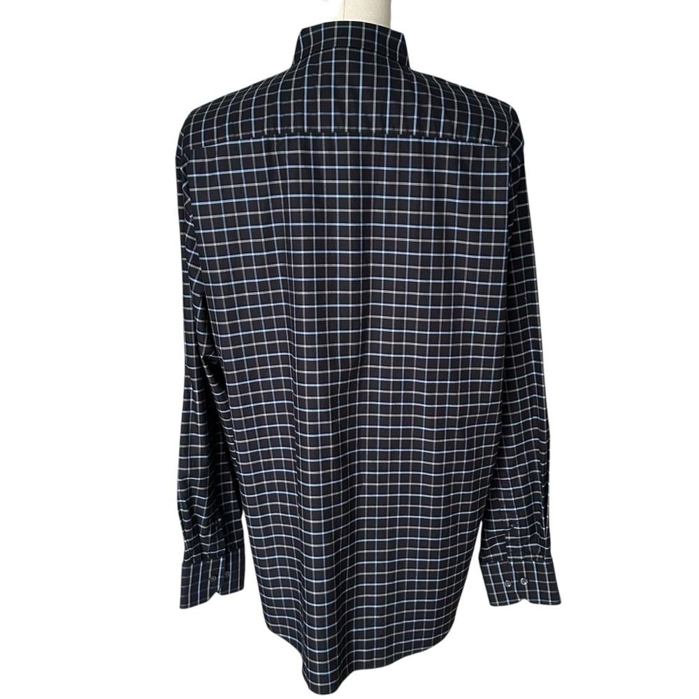 Bugatchi Black/Blue/Gray Checkered Button Down Sh… - image 3